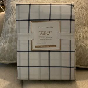 Pottery Barn Teen Boxter Plaid Sheet Set - Navy and White Twin XL